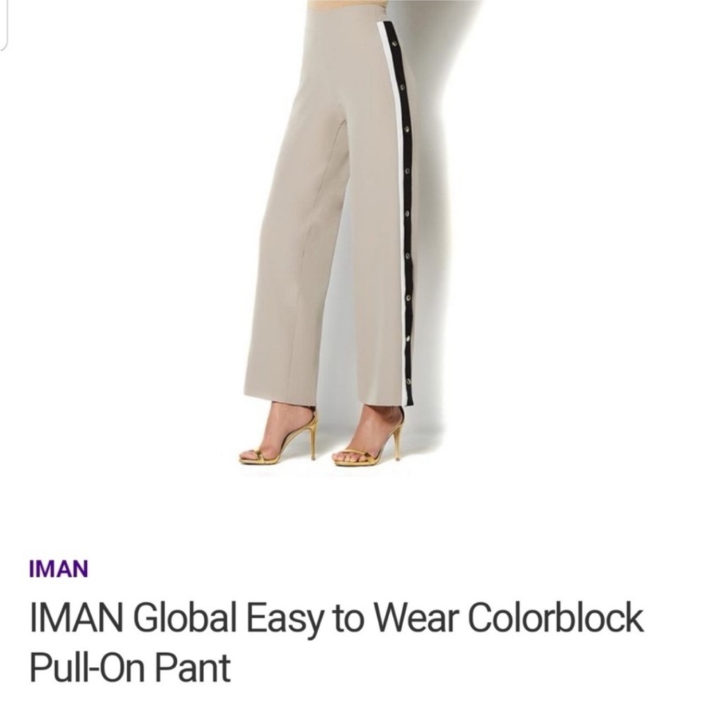 IMAN Taupe and Black Button-Accent Garment